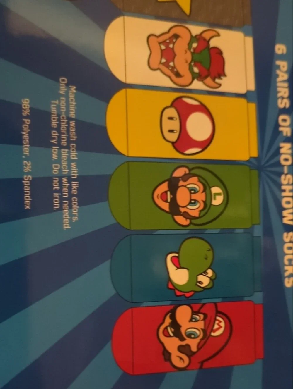 Nintendo Super Mario Character No-Show Socks - Red, Green, Blue, Yellow